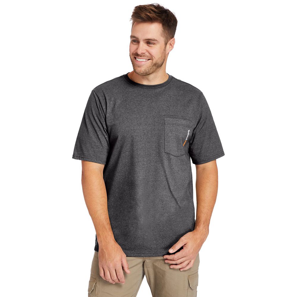 Timberland Mens T-Shirts PRO® Big & Tall Base Plate Short-Sleeve - Dark Grey - India CL5148769